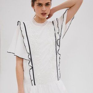 Joan Ruffle White Black Anthropologie Seen Worn Kept Mini Dress